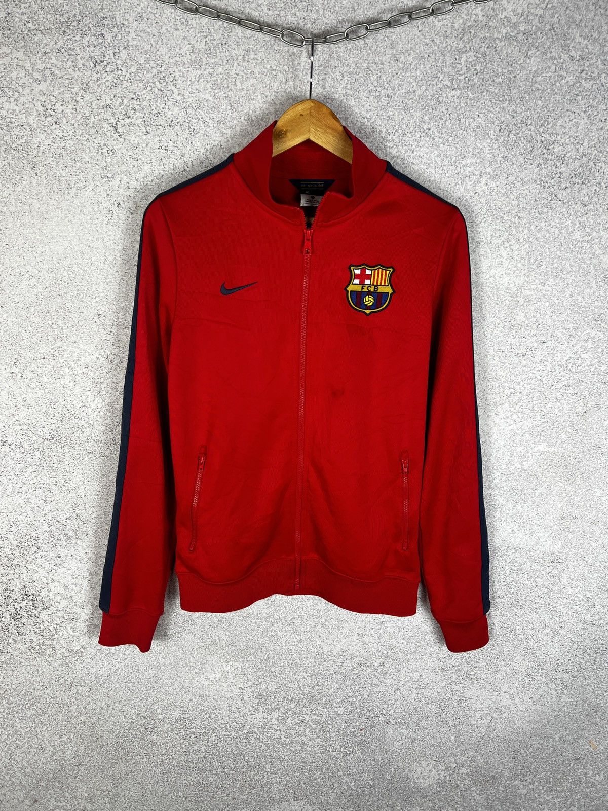 Nike Vintage Nike Barcelona Football Track Jacket Small Swoosh Size US S / EU 44-46 / 1 - 1 Thumbnail