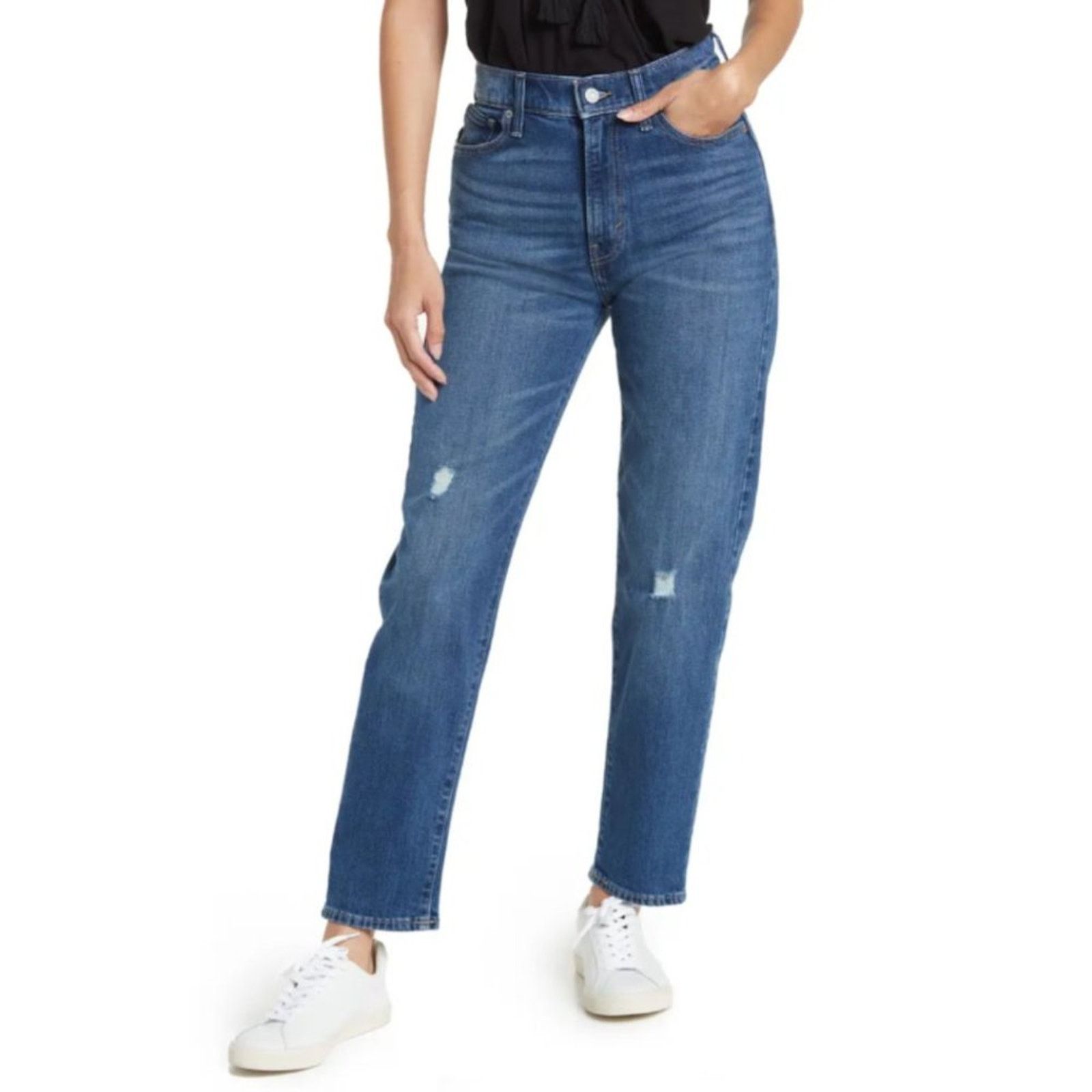 Lucky Brand Lucky Brand High Waisted Distressed Drew Mom Jeans Size 28 Size 28" / US 6 / IT 42 - 3 Thumbnail