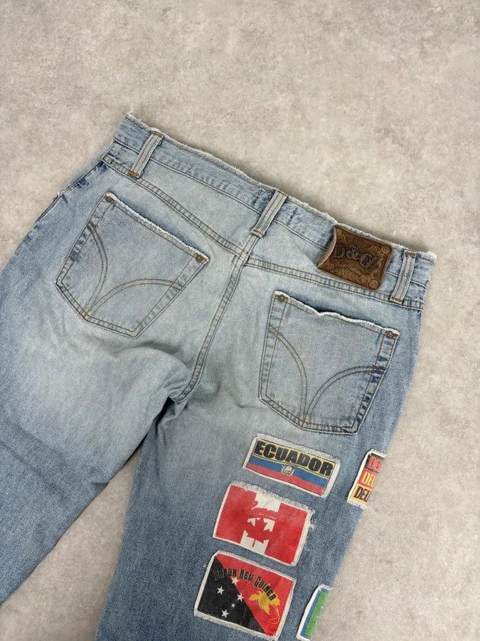 Dolce & Gabbana AW2004 Dolce & Gabbana Light Blue Distressed Patch Flag Denim Jeans Size US 32 / EU 48 - 7 Thumbnail
