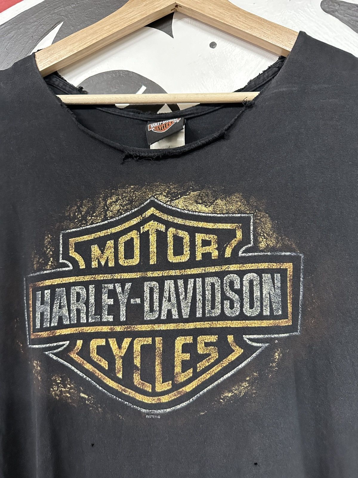 Harley Davidson × Vintage 2012 Harley Davidson Cut off Distressed Tee Size US L / EU 52-54 / 3 - 2 Thumbnail
