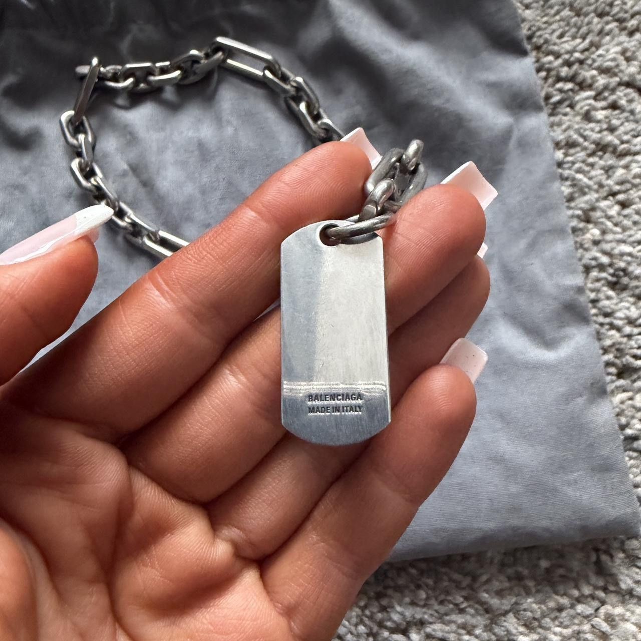 Balenciaga balenciaga dog tag clip on chain in silver Size ONE SIZE - 3 Thumbnail