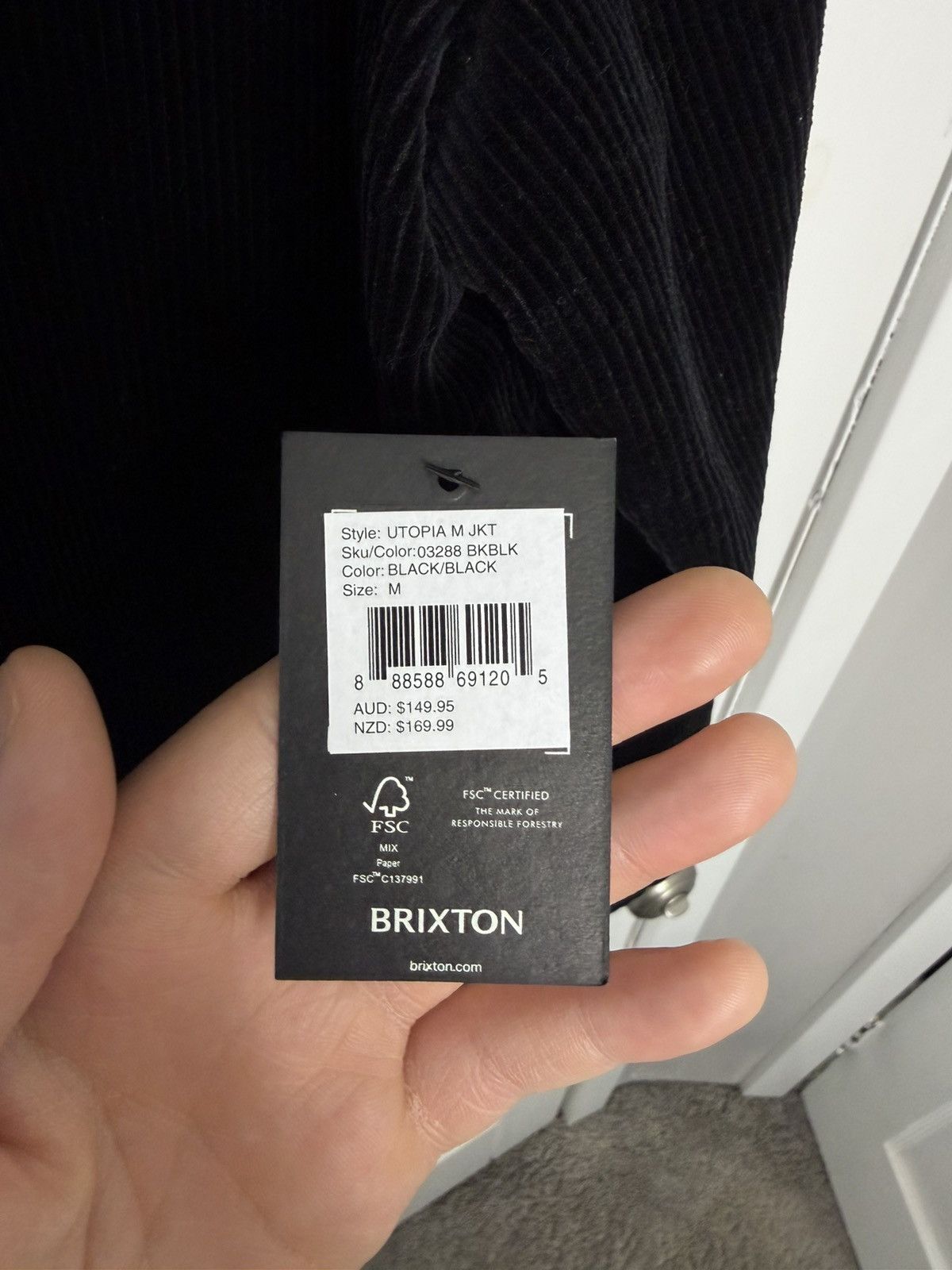 Brixton Brixton Utopia Men's Jacket Black Corduroy Size M Size US M / EU 48-50 / 2 - 4 Thumbnail