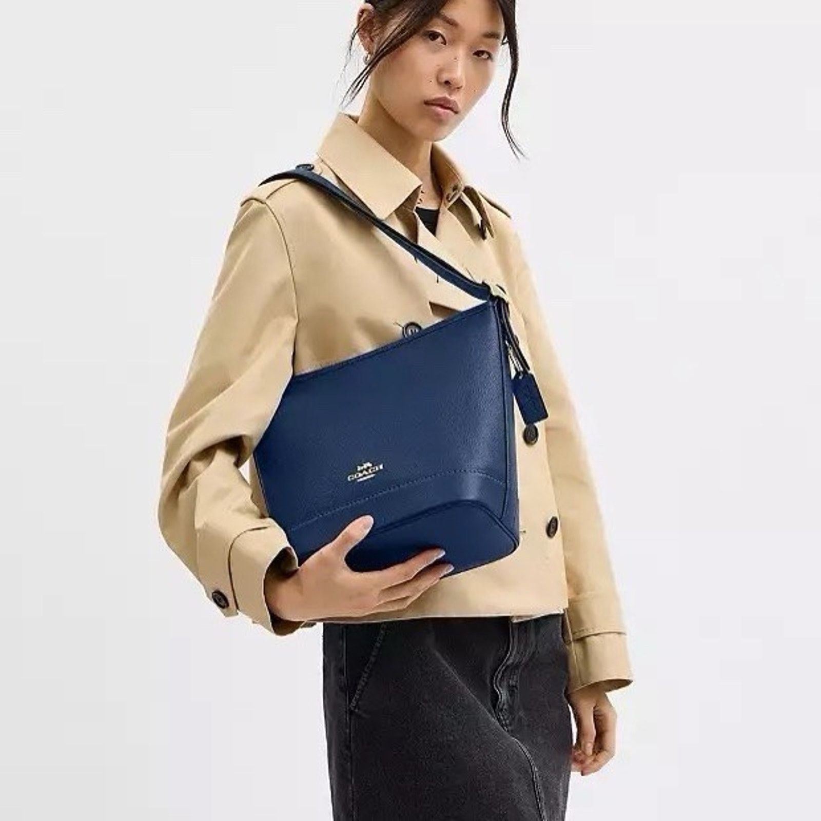 Coach NWT Coach Jude Bag pebble leather CBH18 Gold/Deep Blue Size ONE SIZE - 6 Thumbnail