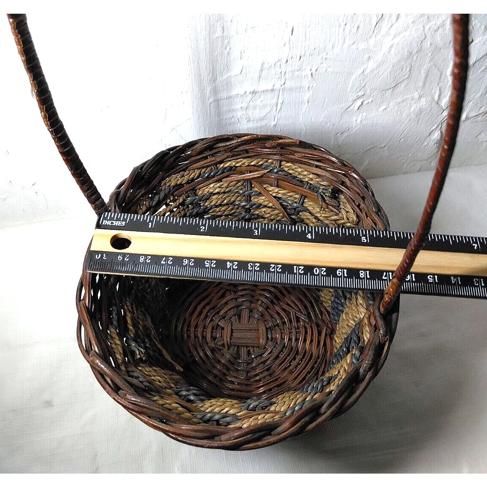 Other Round Straw Rattan Basket w/ "all Hoop Handle- 6.5"x6.5"x12" Size ONE SIZE - 6 Thumbnail