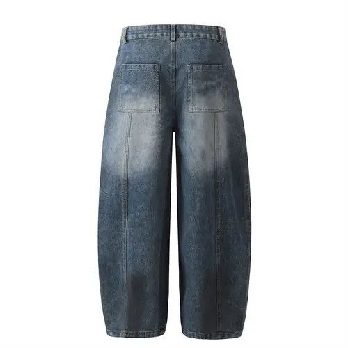 Jean Men's loose washed versatile street contrast scimitar jeans Size US 32 / EU 48 - 3 Thumbnail