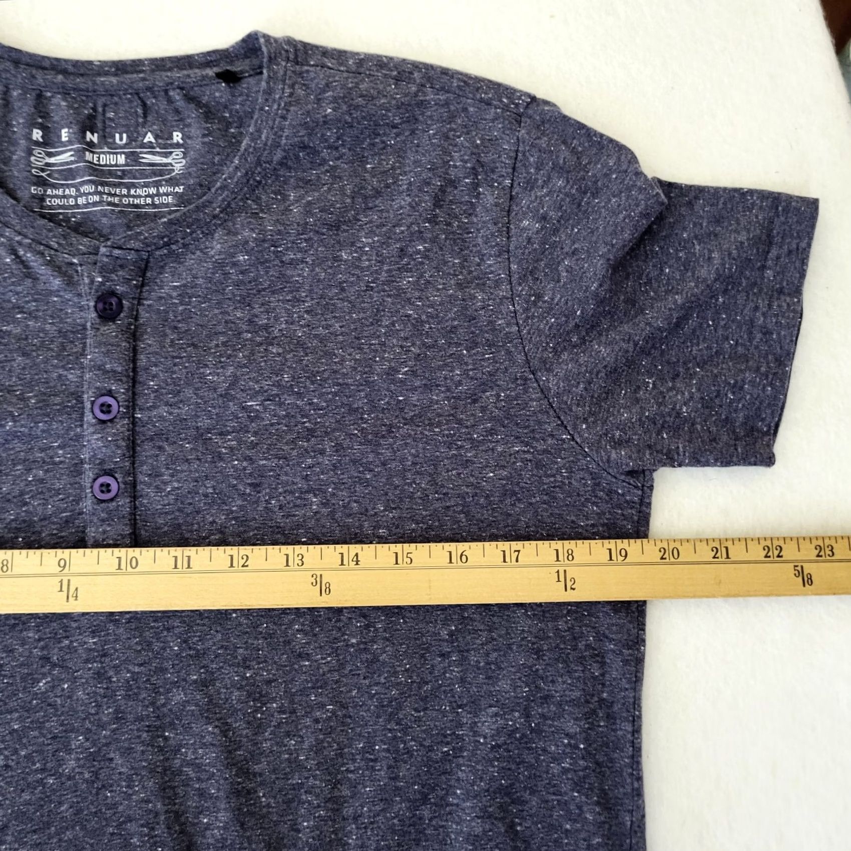 Vintage Renuar Men's short sleeve Henley T-shirt M Gray Jersey Cotton Polyester Logo Casual Shirt Size US M / EU 48-50 / 2 - 6 Thumbnail