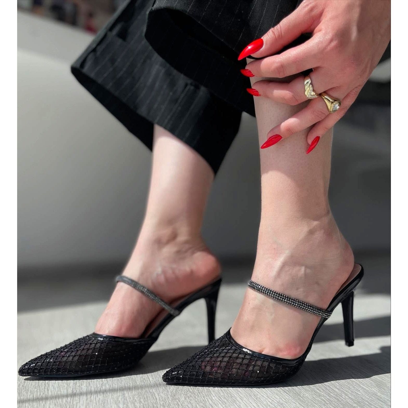 Mango MANGO Embellished Mesh Pointed Toe Heels NWT Size US 7.5 / IT 37.5 - 8 Thumbnail