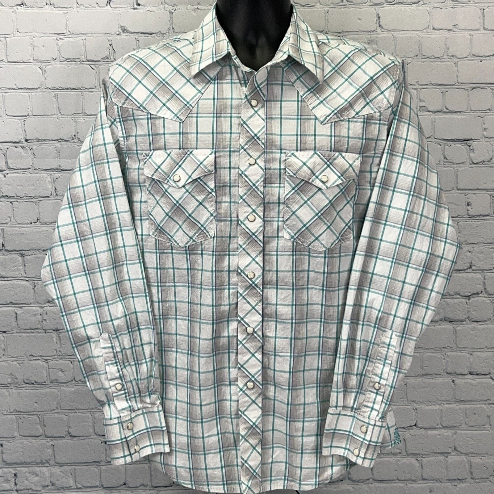 Wrangler Wrangler 20X Pearl Snap Button Front Shirt White Plaid M Size US M / EU 48-50 / 2 - 2 Thumbnail