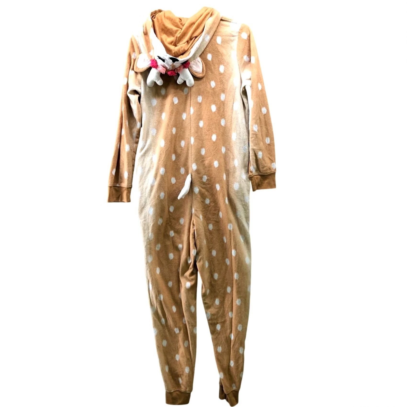 Vintage Womens S Deer Bambi Costume Fleece Jumpsuit Hooded Halloween Holiday, Brown, Fleece, Hooded, Size S, Halloween Theme, Unbranded, Regular Fit, Women’s Size 28" / US 6 / IT 42 - 2 Thumbnail