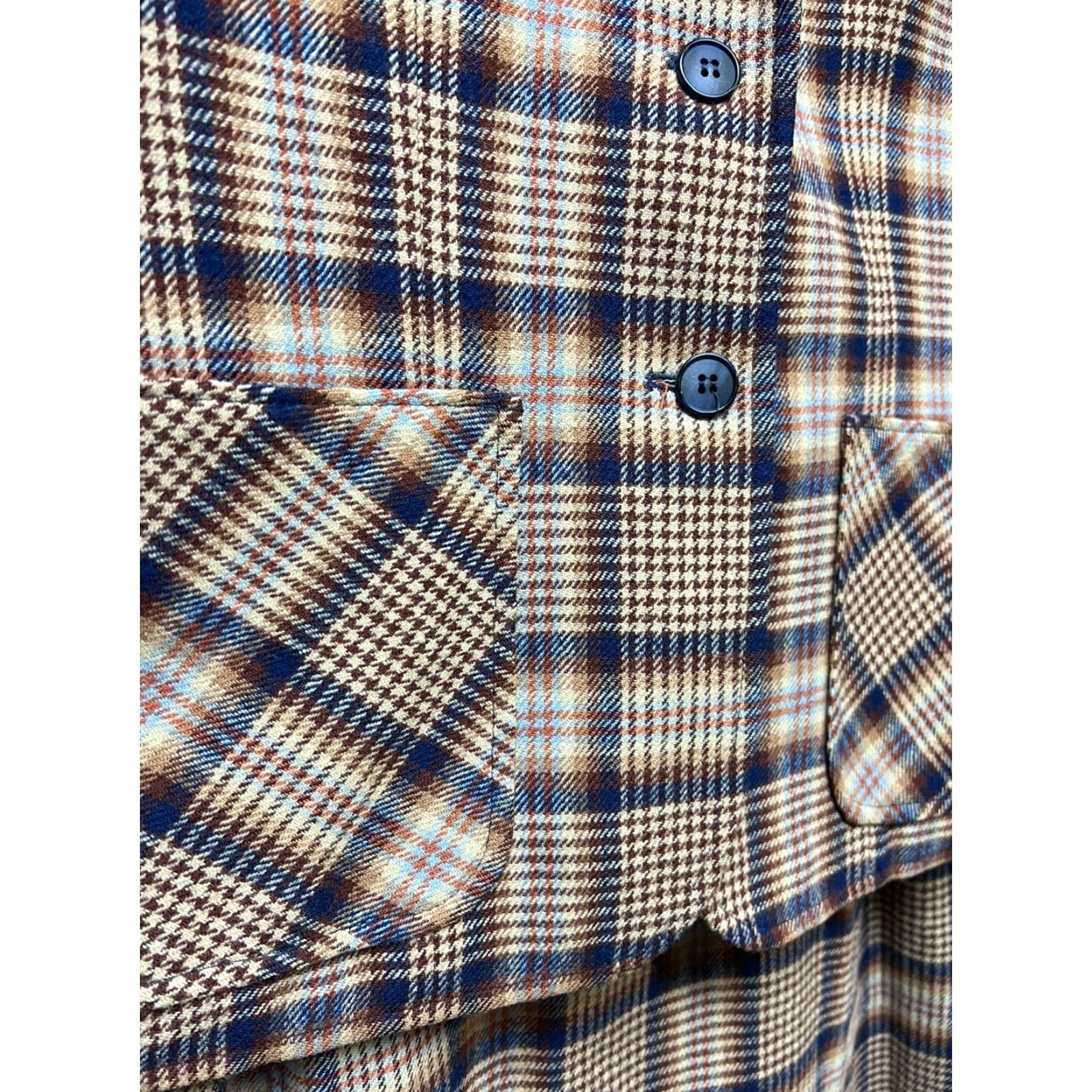 Pendleton VINTAGE Pendleton Wool Plaid Skirt Jacket Suit Sz 11/12 Women 70s Mint Knit 2 Piece Size 32" / US 10 / IT 46 - 3 Thumbnail