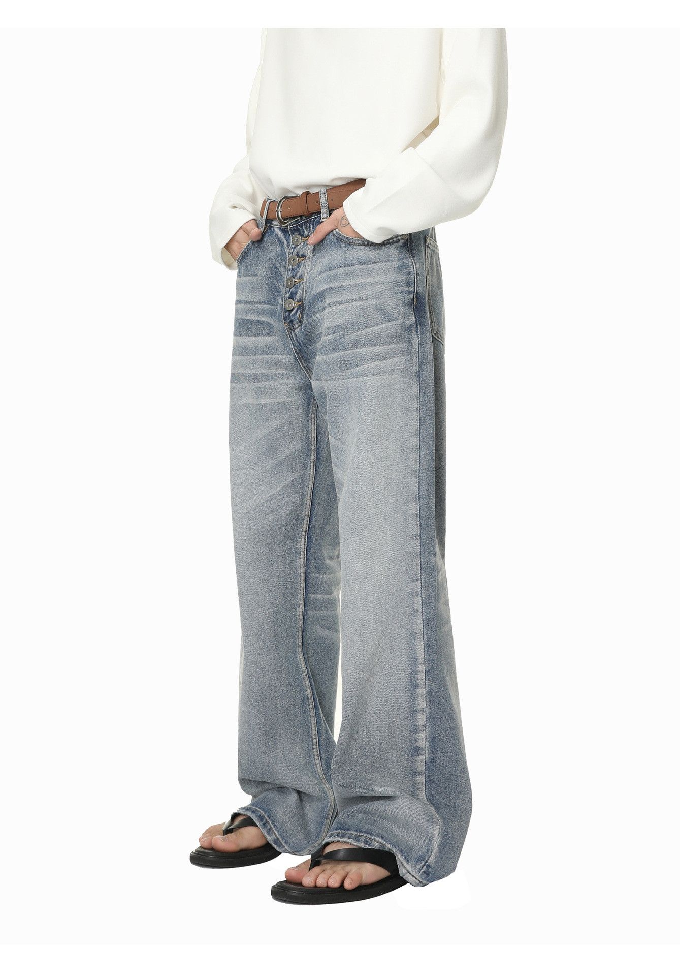 Japanese Brand Men's Japanese Retro Loose Button Washed Flare Jeans y2k Size US 32 / EU 48 - 4 Thumbnail