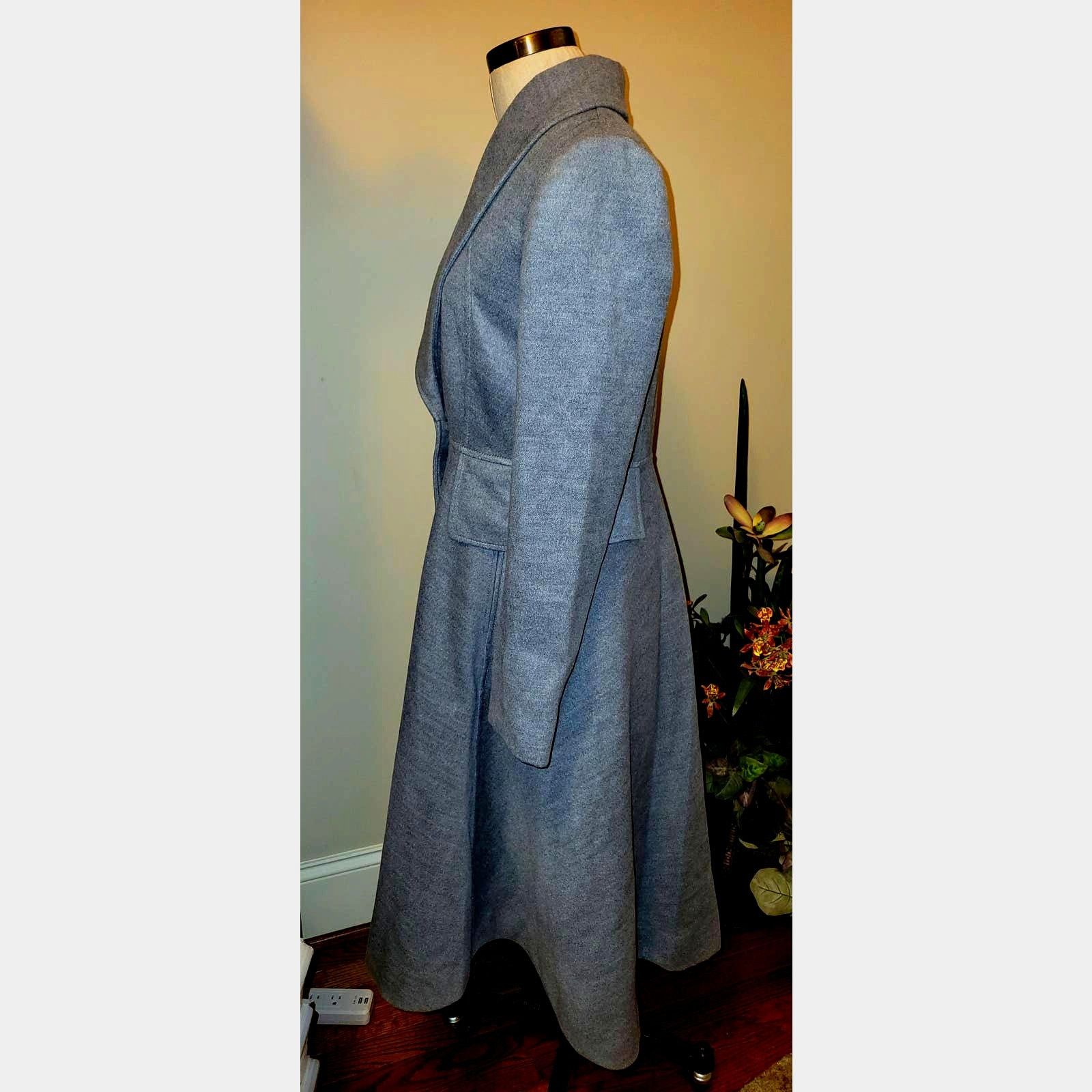 Anthropologie New Anthropologie Shawl Collar Midi Coat $285 GRAY Size 4 Size S / US 4 / IT 40 - 2 Thumbnail