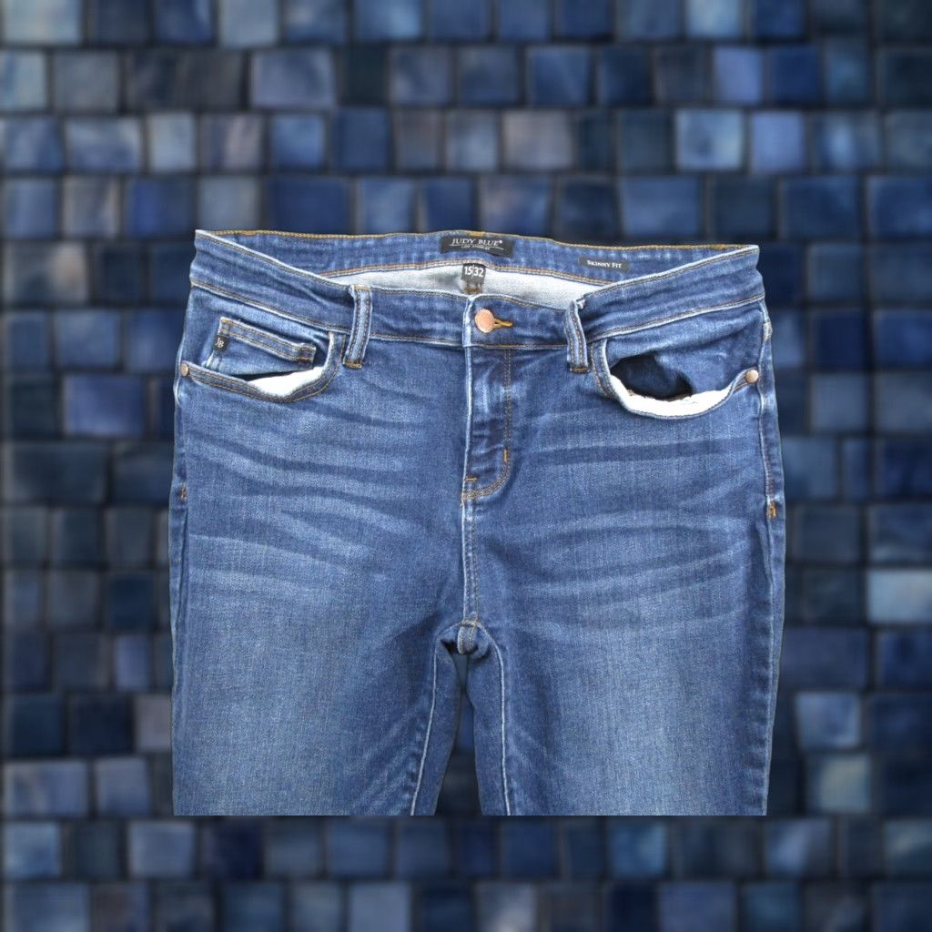Denime Judy Blue Jeans Skinny 5-Pocket Denim Womens Size 32 Medium Blue Stretch Cotton Blend Classic Vintage: No Size 24" / US 00 / IT 34 - 1 Thumbnail