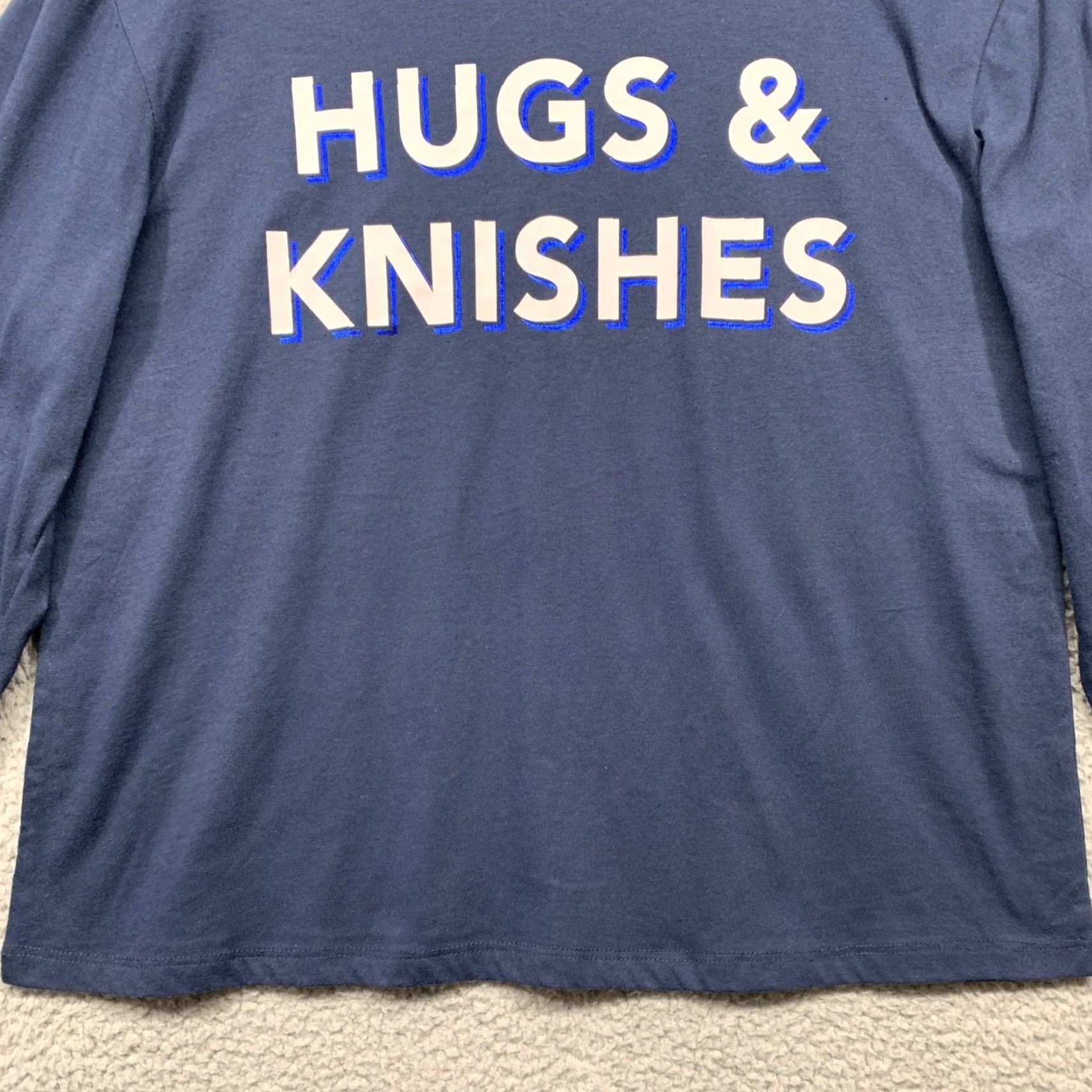 X-LARGE Zoe + Liv T-Shirt XL Long Sleeve Navy Blue White Hugs & Knishes NWT Size XL / US 12-14 / IT 48-50 - 3 Thumbnail