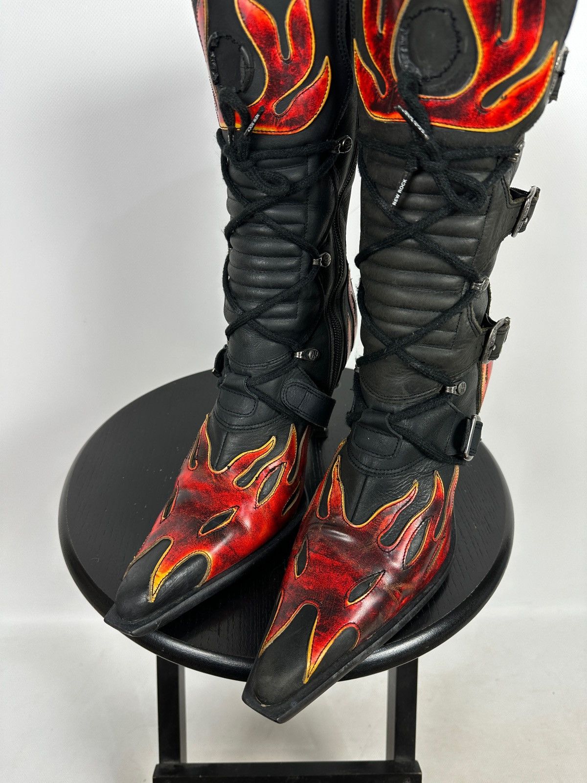 New Rock New Rock Flames Leather Heels Boots Y2K Size US 9 / IT 39 - 16 Thumbnail