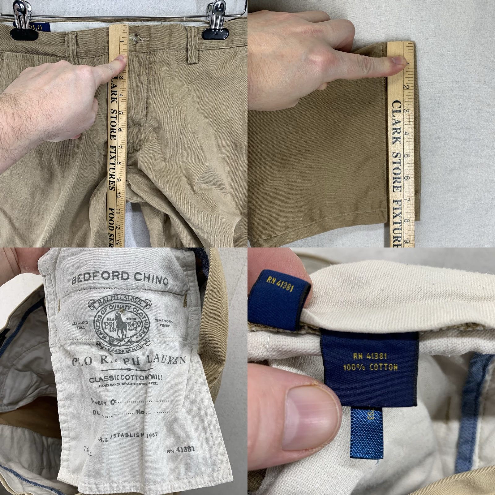 Polo Ralph Lauren Polo Ralph Lauren Bedford Chino Pants Classic Fit Cotton Twill Beige 35x31 Men's Regular Straight Front Pockets Button Zip Size US XS / EU 42 / 0 - 11 Thumbnail