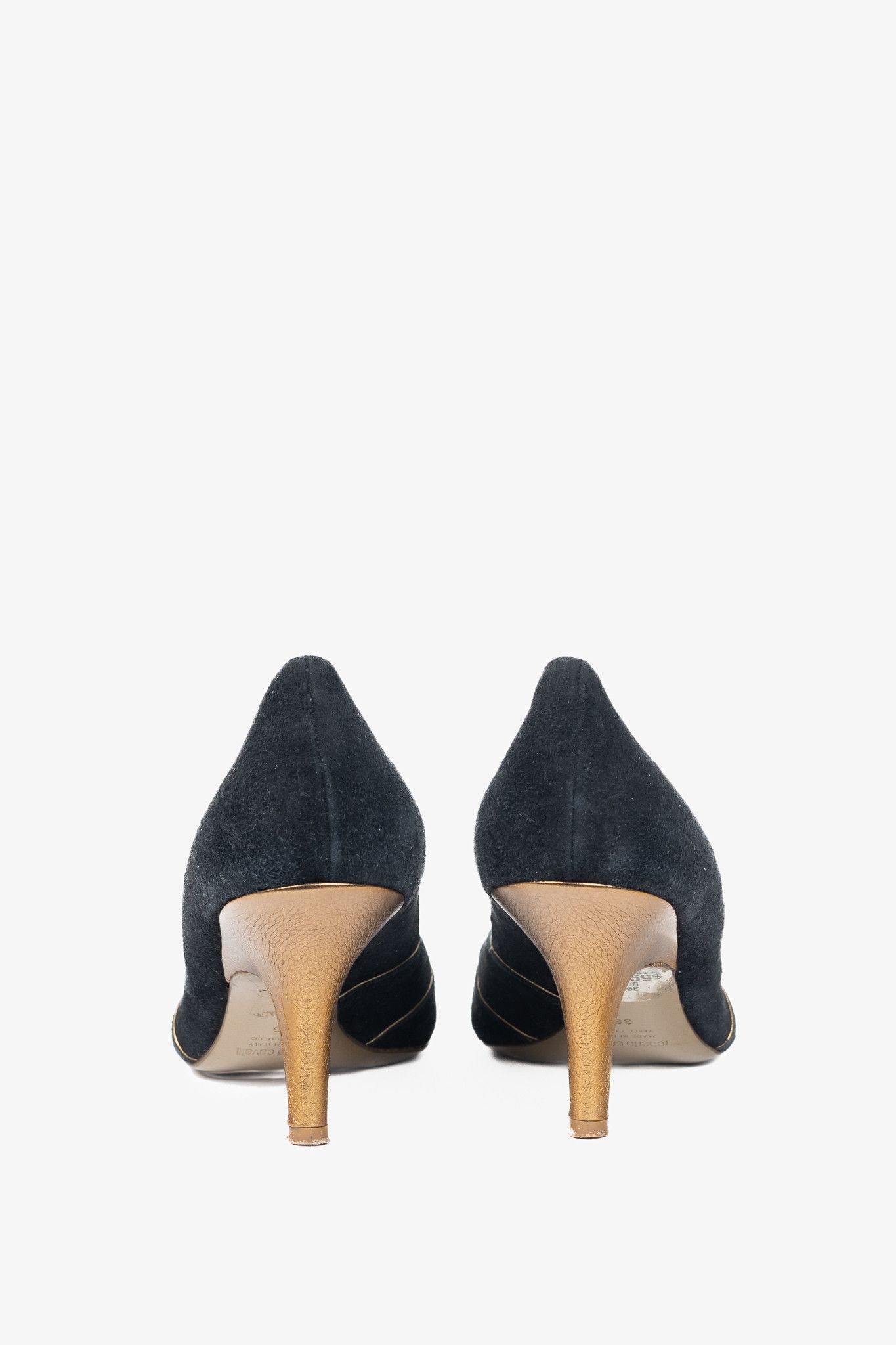 Roberto Cavalli Roberto Cavalli Black Suede Cutout Peep-Toe Heels Size US 5.5 / IT 35.5 - 3 Thumbnail