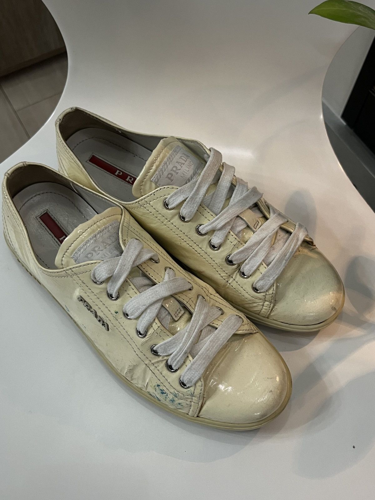 Prada 🔥00's Prada Americas Cup Painted Thrashed Vintage Sneakers Size US 6.5 / EU 39-40 - 13 Thumbnail