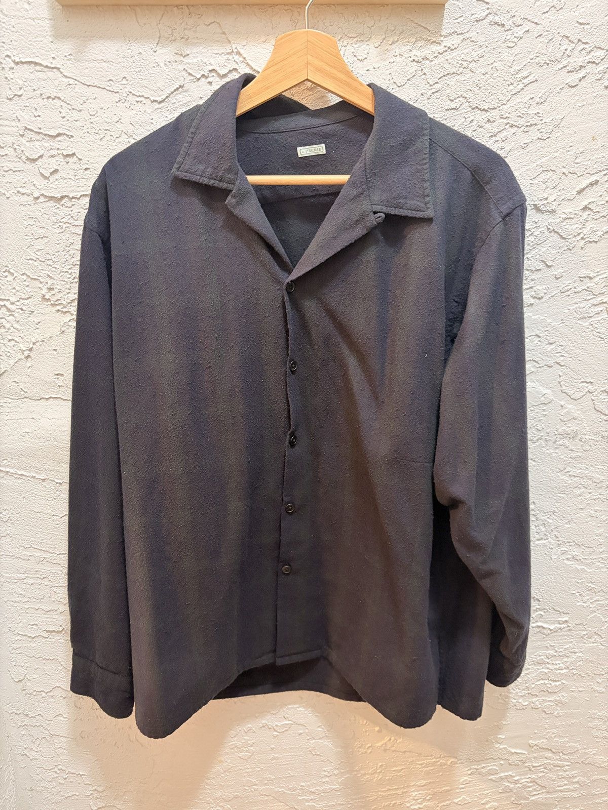 A.PRESSE Silk nep loop open collar Black watch shirt size 1 Size US S / EU 44-46 / 1 - 3 Thumbnail