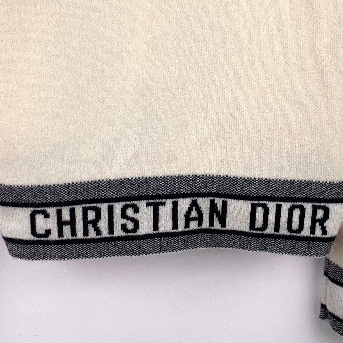 Dior Dior Beige Striped Trim Cashmere Long Sleeve Knitwear K26WX Size XS / US 0-2 / IT 36-38 - 5 Thumbnail