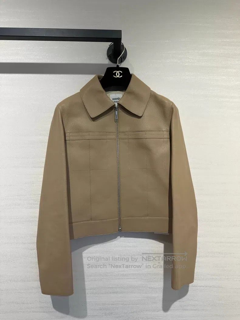 Hermes Hermes Brown Lapel Zip-up Long Sleeve Jacket Size XS / US 0-2 / IT 36-38 - 1 Thumbnail