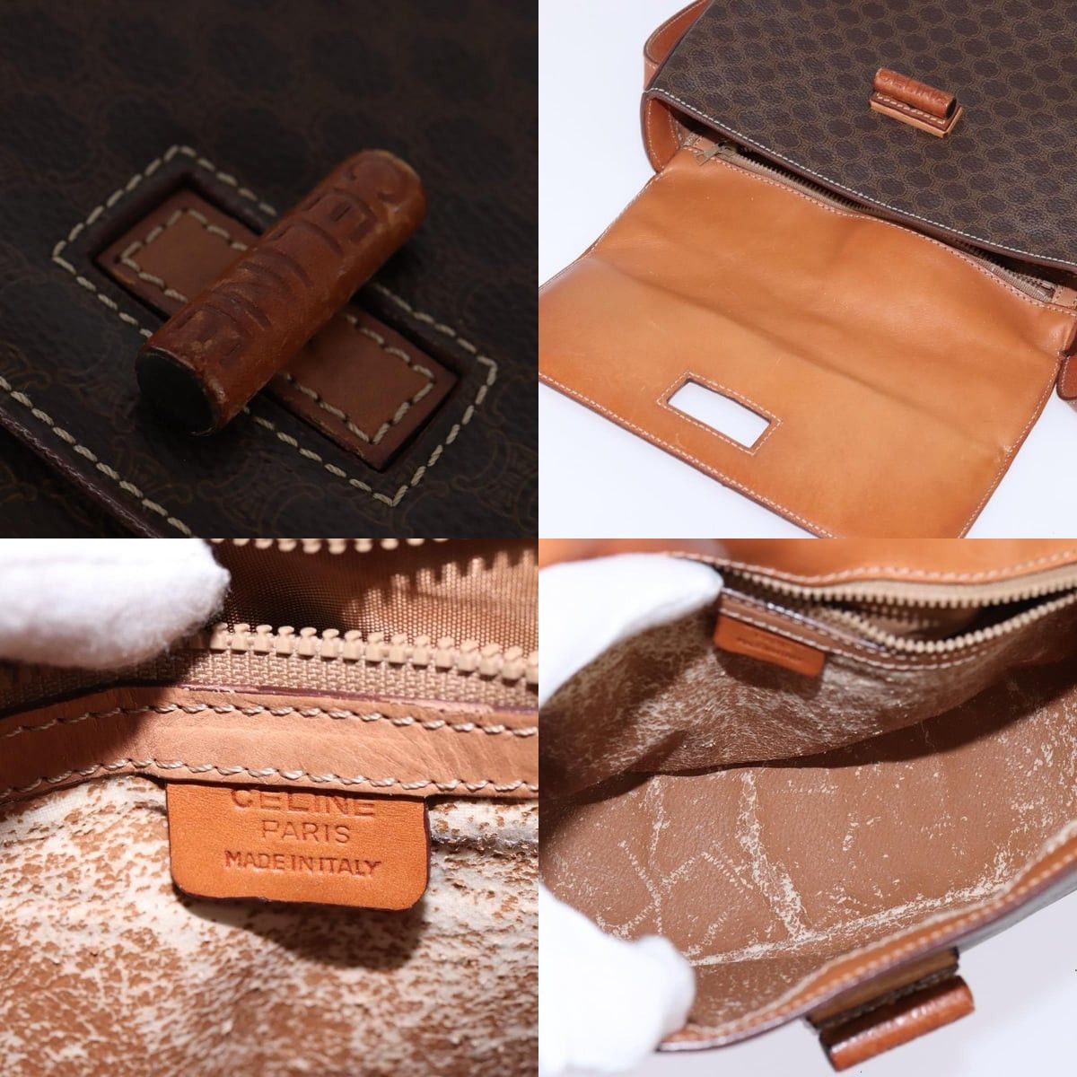 Celine CELINE Macadam Canvas Shoulder Bag Pvc Leather Brown Gold Size ONE SIZE - 11 Thumbnail