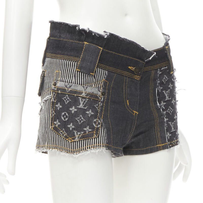 Louis Vuitton rare LOUIS VUITTON LV mongram jacquard raw cut patchwork shorts FR36 S Size 27" / US 4 / IT 40 - 1 Thumbnail