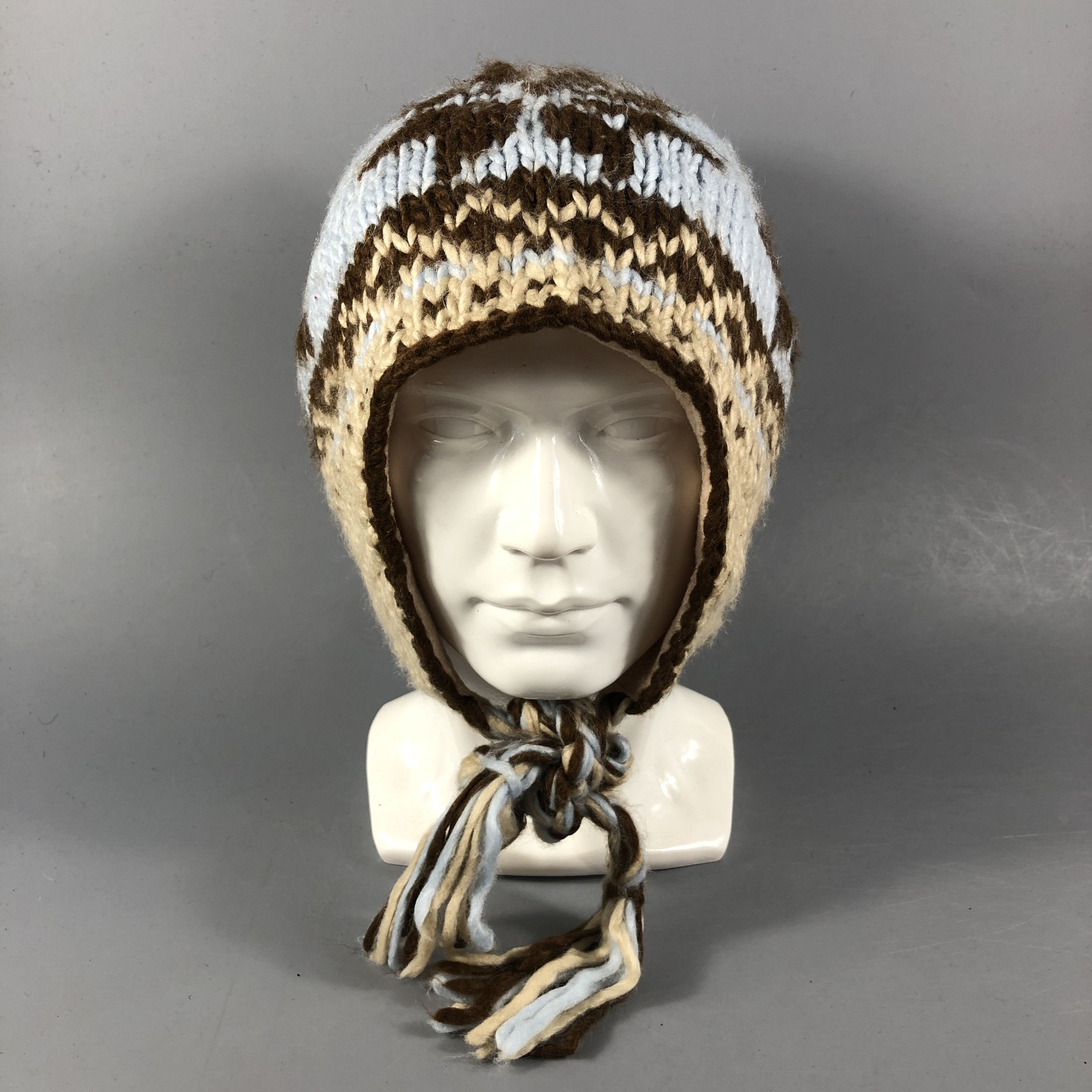 Japanese Brand 2OZ Fair Isle Earflap Bobble Beanie Snowcap Snow Hat B908 Size ONE SIZE - 2 Thumbnail