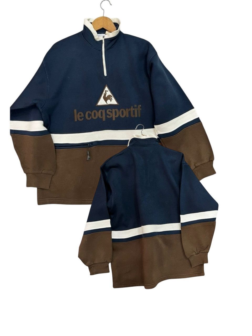 Le Coq Sportif Vintage 90s LE COQ SPORTIF Stripe Pullover Jumper Size US L / EU 52-54 / 3 - 1 Thumbnail
