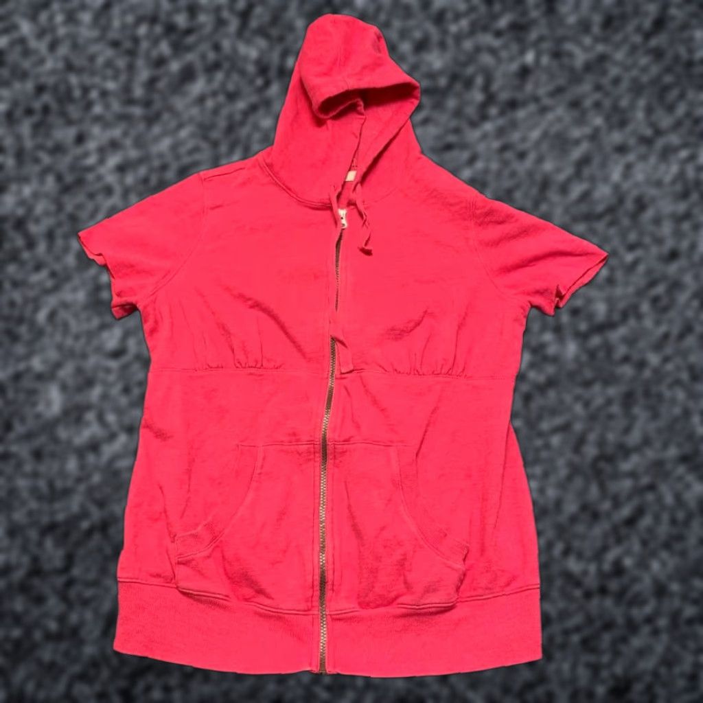 Old Navy Old Navy Maternity Hoodie Womens L Pink Cotton Short Sleeve Full Zip Sweatshirt Size L / US 10 / IT 46 - 1 Thumbnail