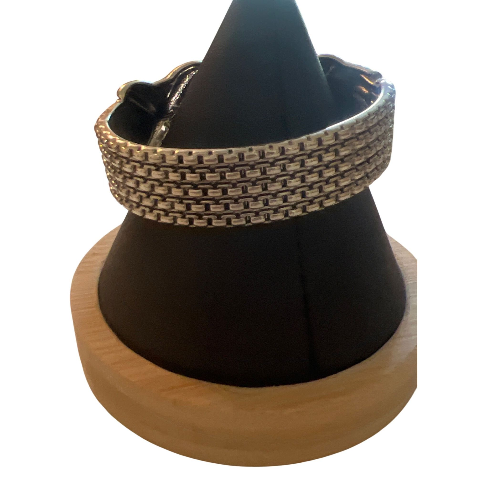 Other Vintage Silver Tone Clamper Bracelet Bangle Hinged Double X Size ONE SIZE - 3 Thumbnail