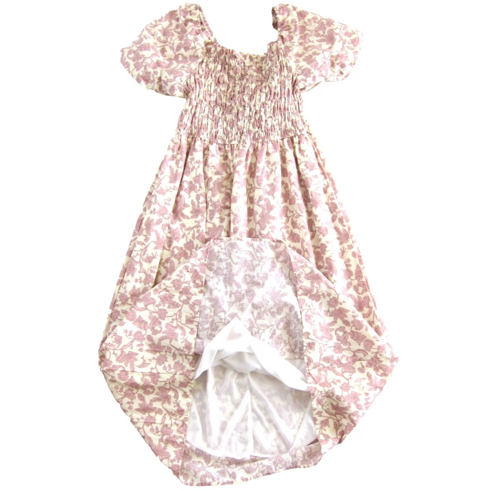Vintage Ana & Rose NWT Ivory Pink Floral Short Puff Sleeve Midi Dress Large Size 36" / US 14 / IT 50 - 5 Thumbnail