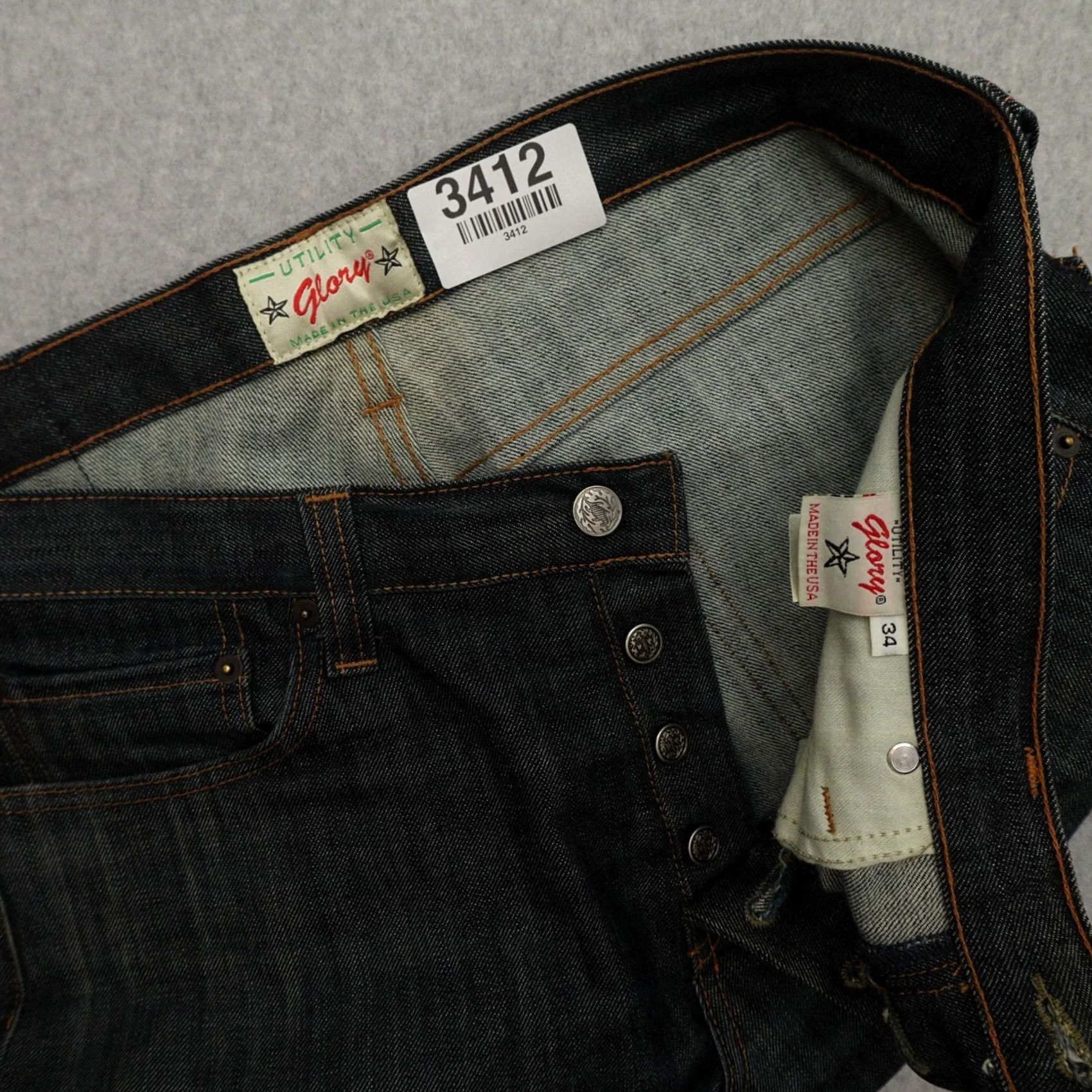 Vintage GLORY UTILITY Jeans 34 (34X31) Blue Denim USA Straight Men’s Jeans Blue Denim Size US 34 / EU 50 - 4 Thumbnail