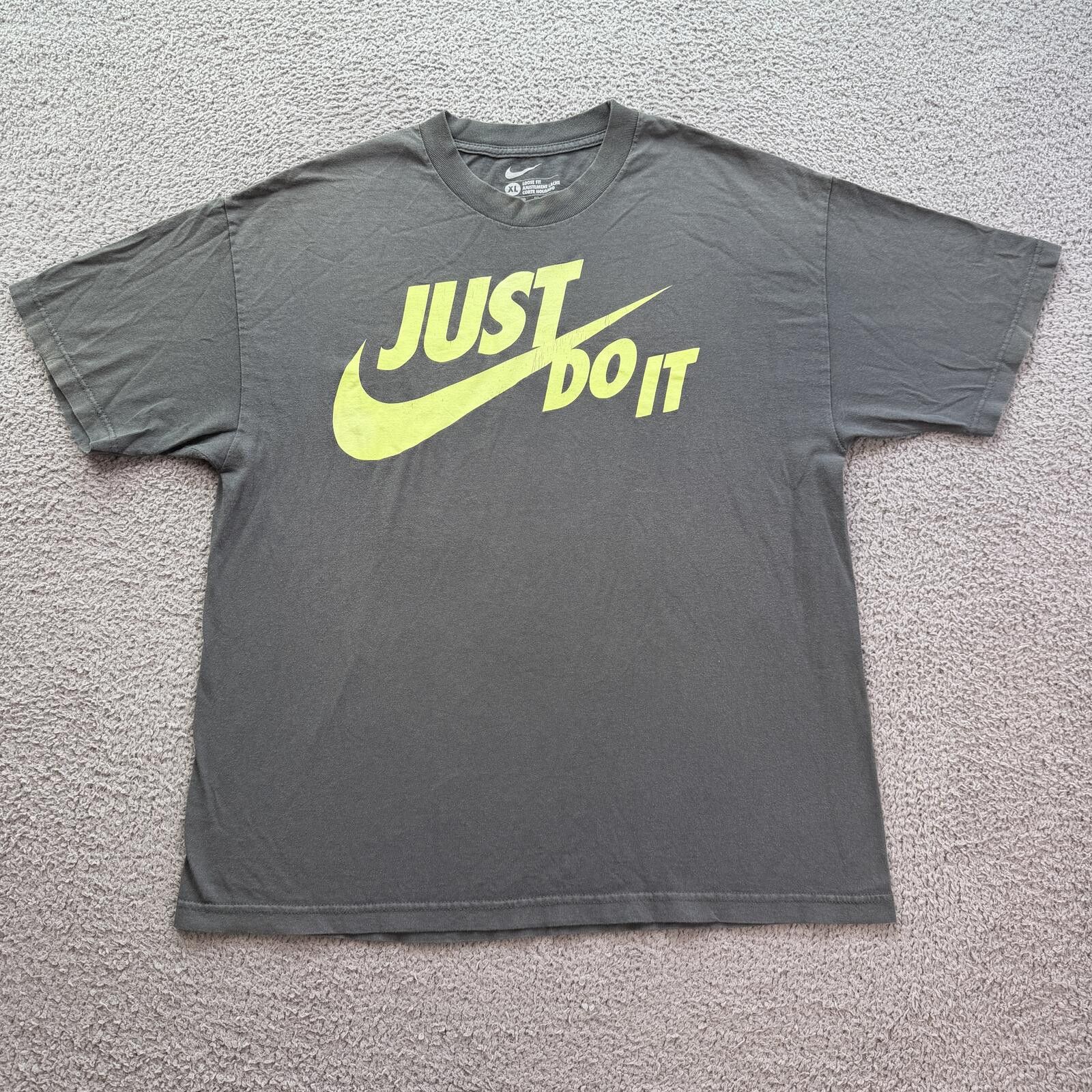 Nike Nike Just Do It T Shirt XL Gray Neon Swoosh Graphic Loose Size US XL / EU 56 / 4 - 1 Thumbnail