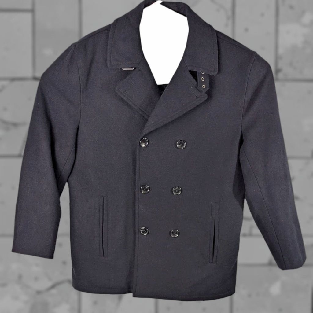 Michael Kors Navy Blue Wool Double Breasted Coat Mens Large Casual