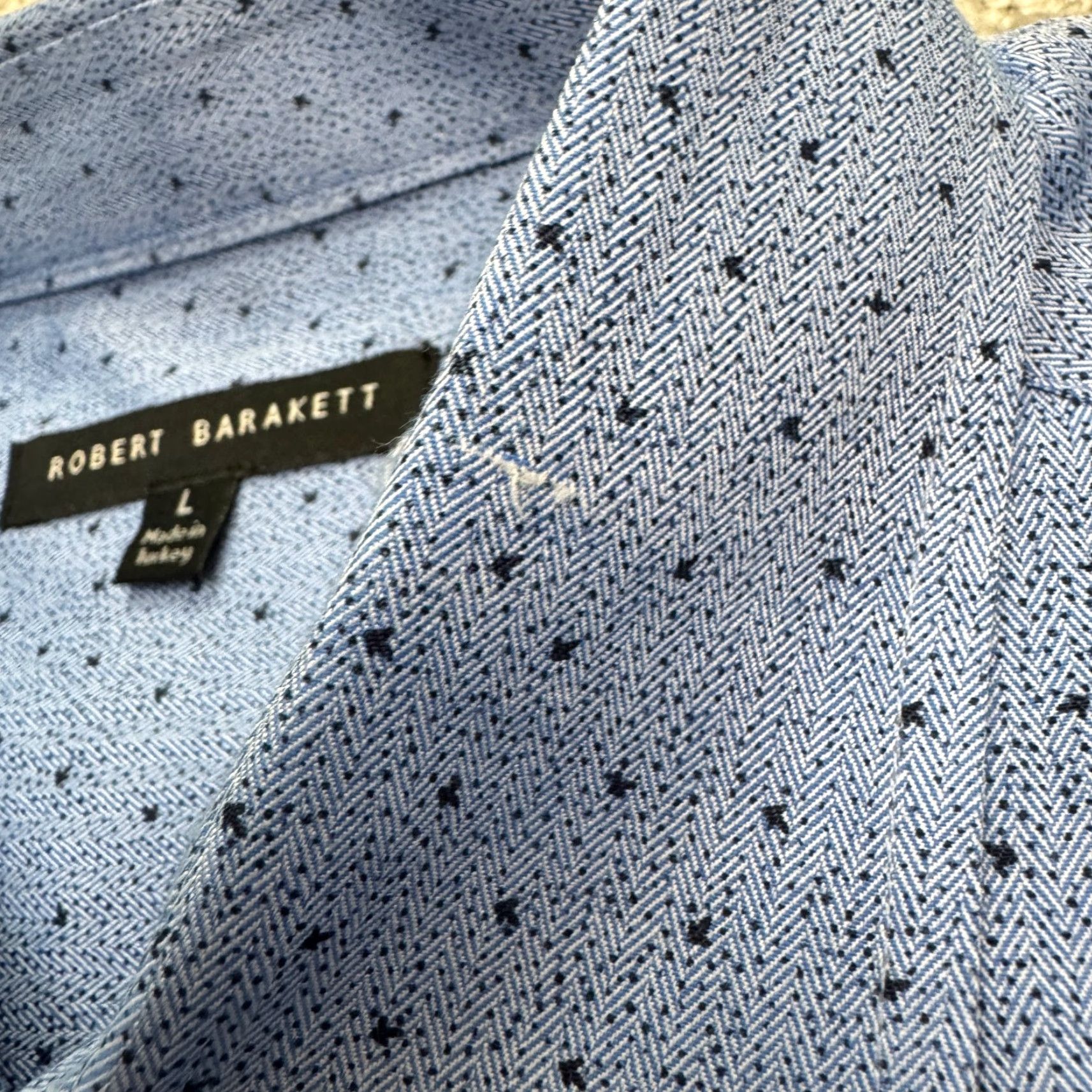 Vintage Robert Barakett Blue Polka Dot Button-Up Shirt Mens Large Casual Work Size US L / EU 52-54 / 3 - 7 Thumbnail
