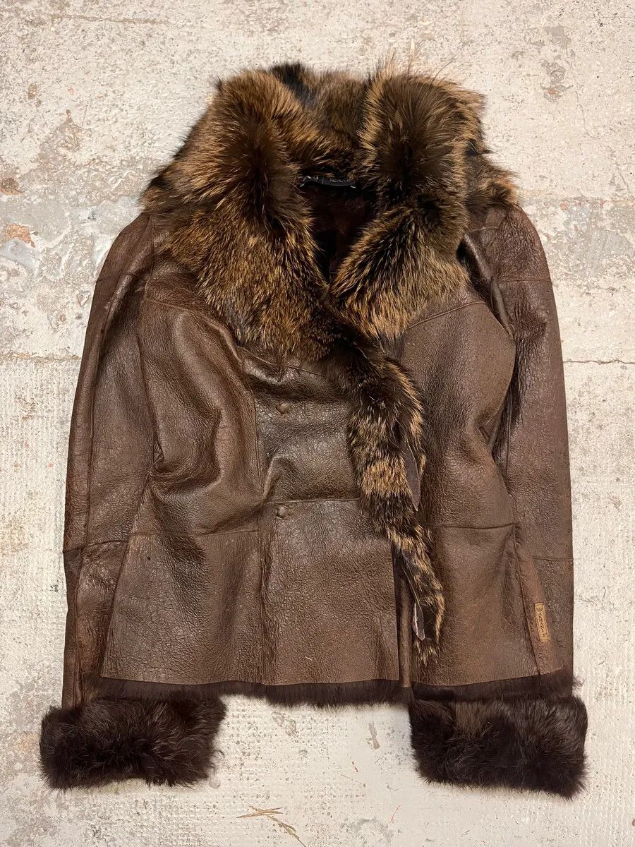 Armani 2010s Armani Fur Collar Painted Brown Leather Jacket Size M / US 6-8 / IT 42-44 - 10 Thumbnail