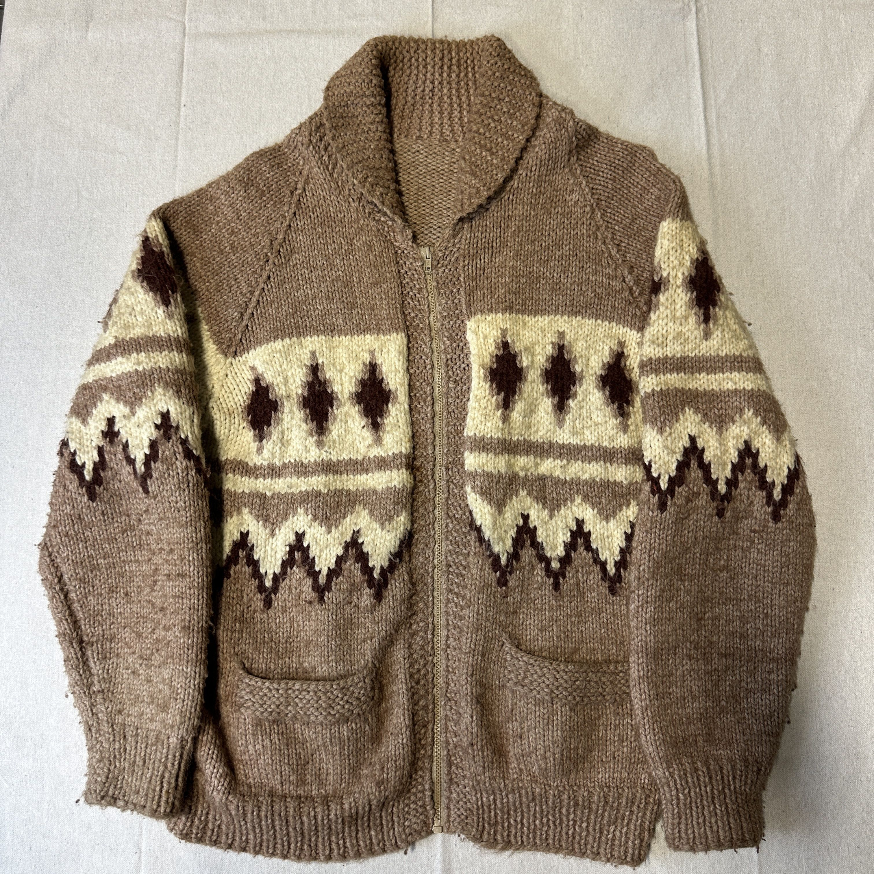 Other Vintage Hand Knit Zigzag Pattern Zip Up Sweater Size Large Size US L / EU 52-54 / 3 - 1 Thumbnail