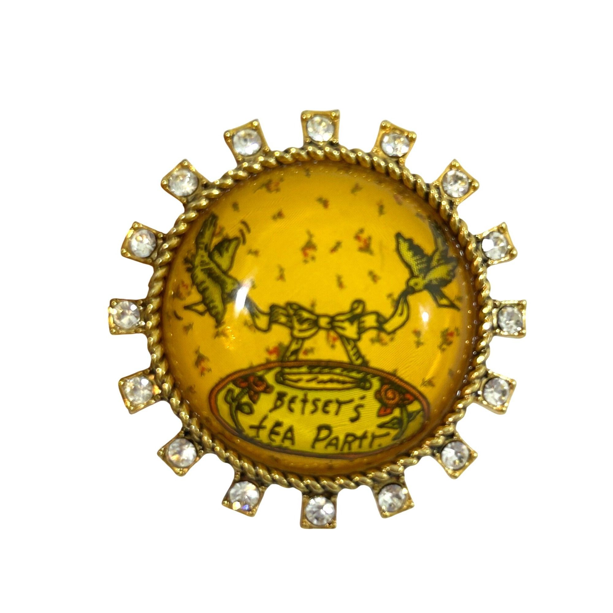 Betsey Johnson Betsy Johnson Tea Party Fashion Ring Vtg 7 Lucite Crystals G Size ONE SIZE - 5 Thumbnail