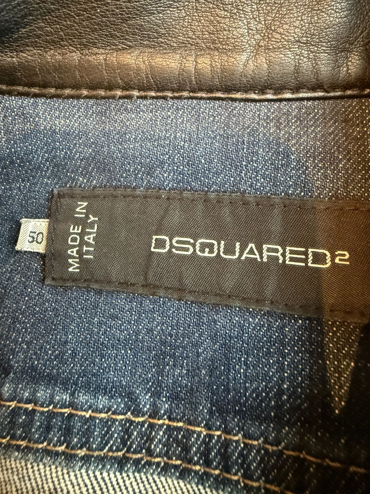 Dsquared2 SS14 Dsquared2 leather sleeve denim jacket collar 50 Grail Size US M / EU 48-50 / 2 - 18 Thumbnail