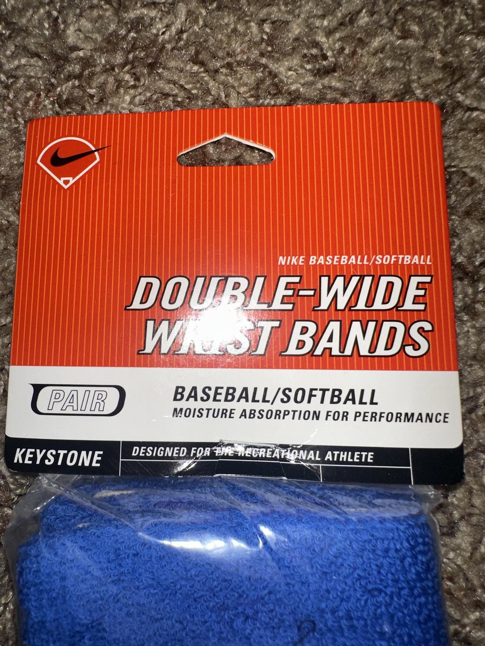 Nike Nike Baseball/Softball 2 #39 Blue Double Wide Wrist Bands Size ONE SIZE - 2 Thumbnail