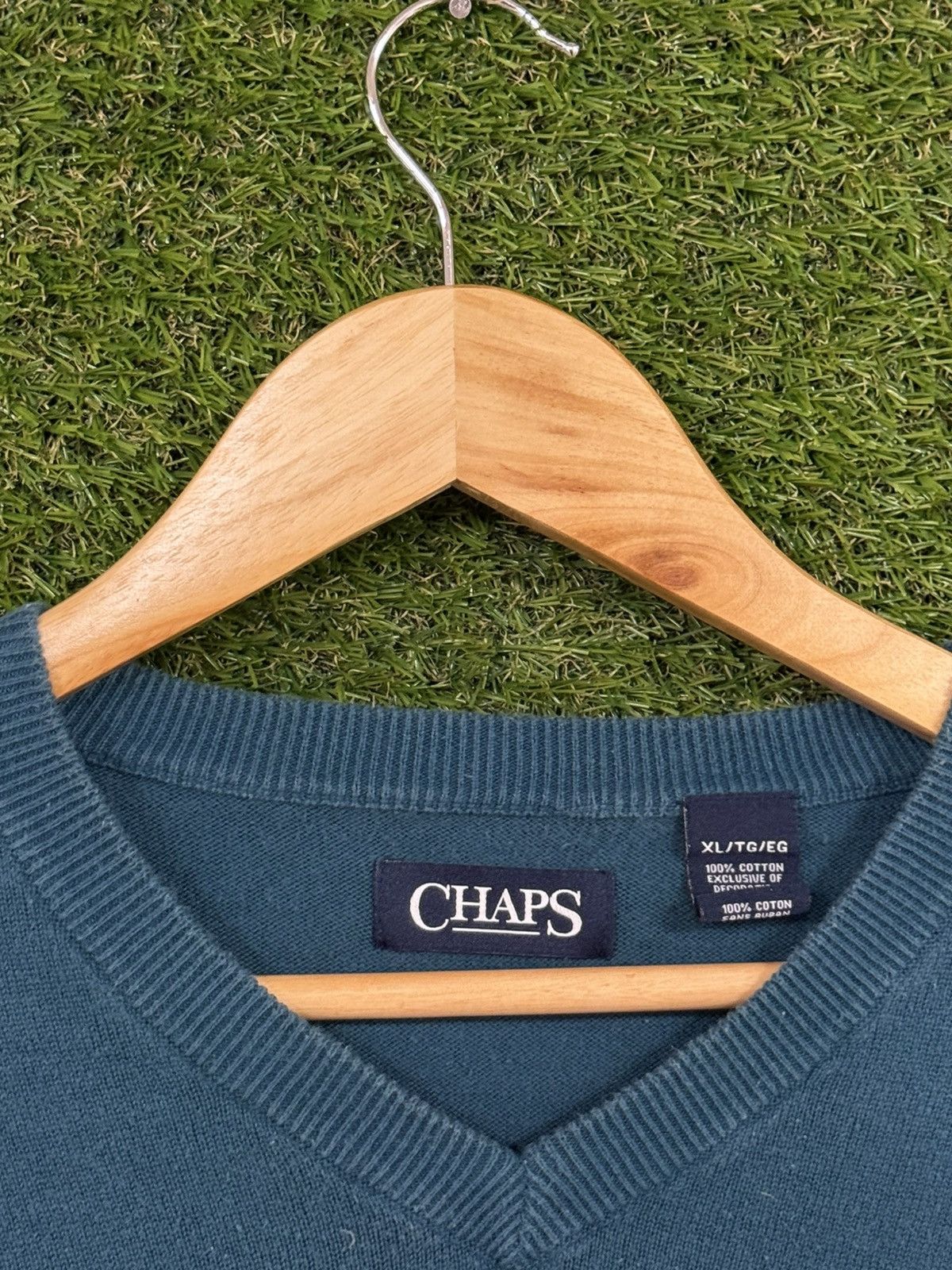 Chaps Chaps Crest Logo Blue V Neck Knit Sweater XL Size US XL / EU 56 / 4 - 2 Thumbnail