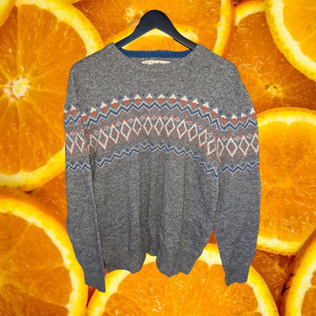 Urban Pipeline Urban Pipeline Gray Orange and Blue Drew Neck Sweater Size L Size US L / EU 52-54 / 3 - 1 Thumbnail