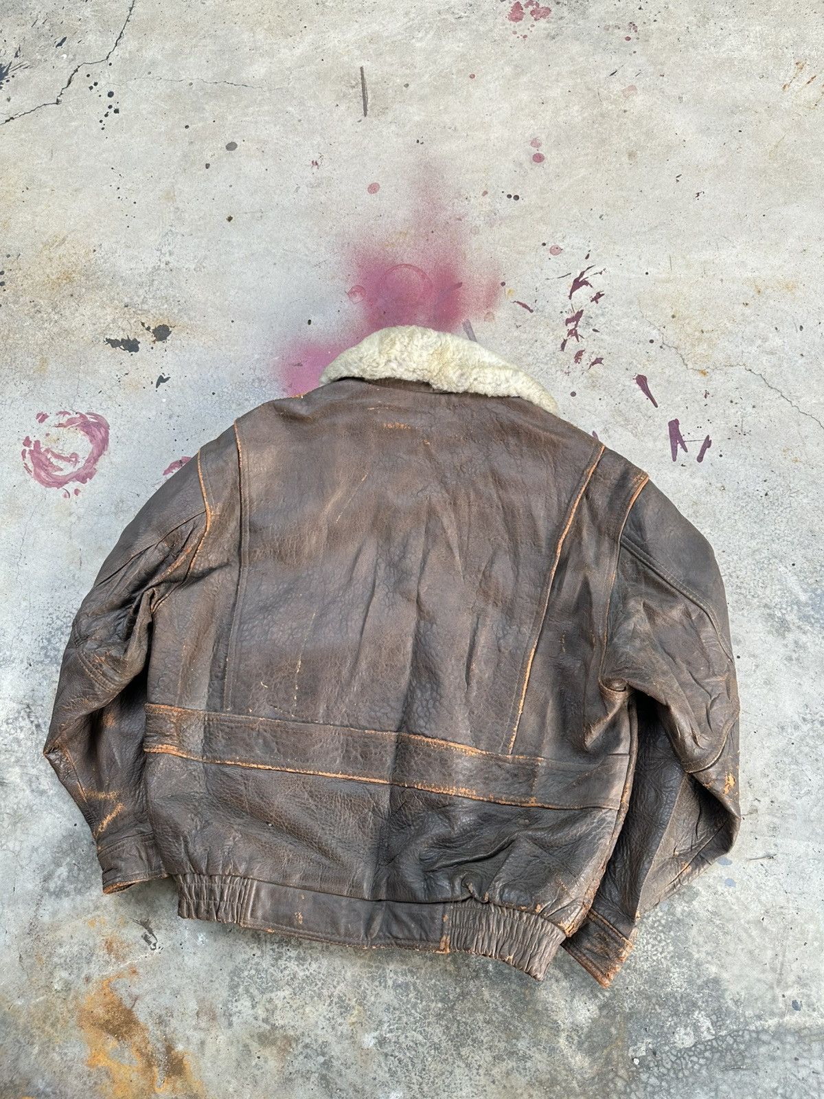 Vintage 👹Vintage THRASHED Aviator Leather Bomber Jacket Size US L / EU 52-54 / 3 - 8 Thumbnail