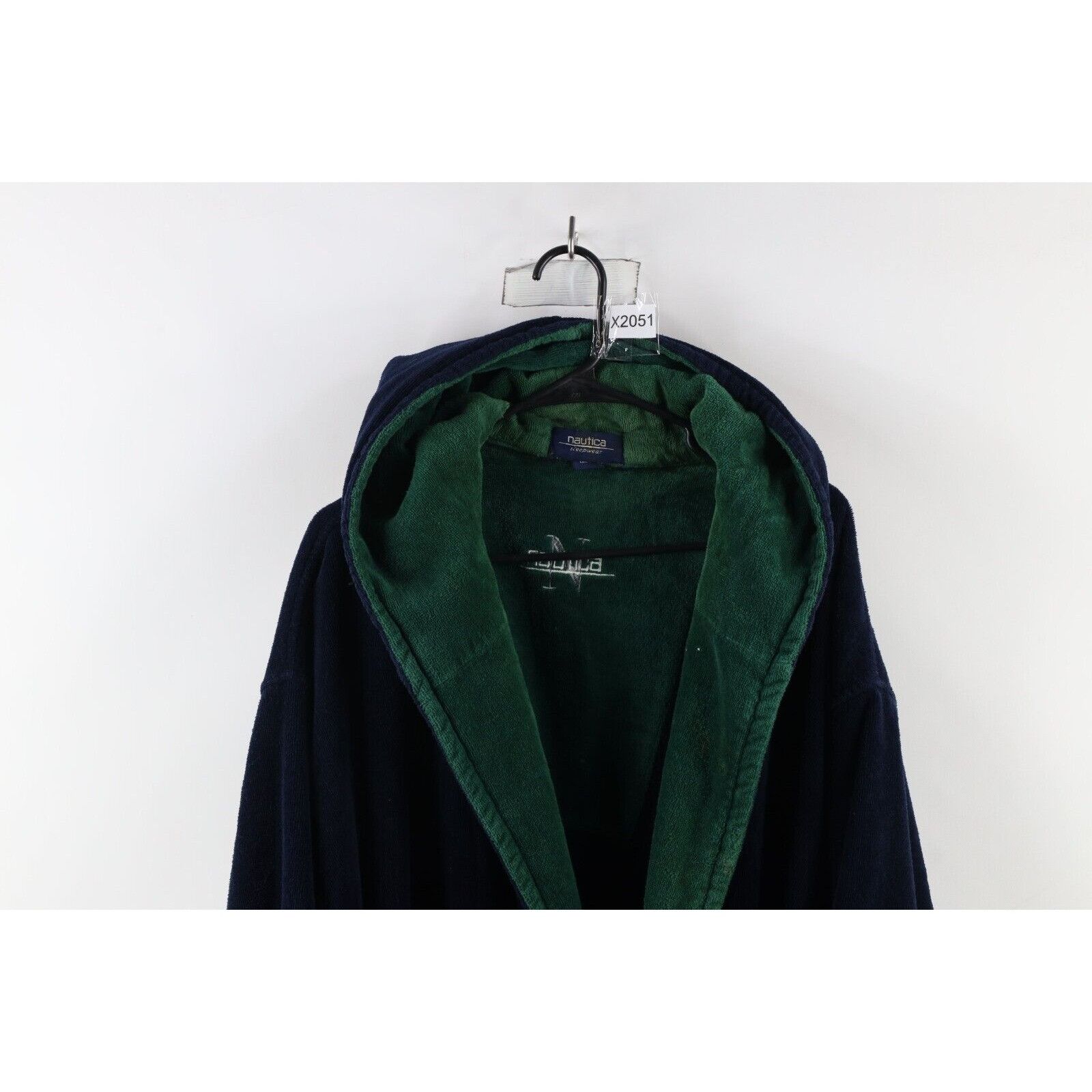 Nautica × Vintage Vintage 90s Nautica Distressed Terry Cloth Hooded Bath Robe Size US XL / EU 56 / 4 - 2 Thumbnail
