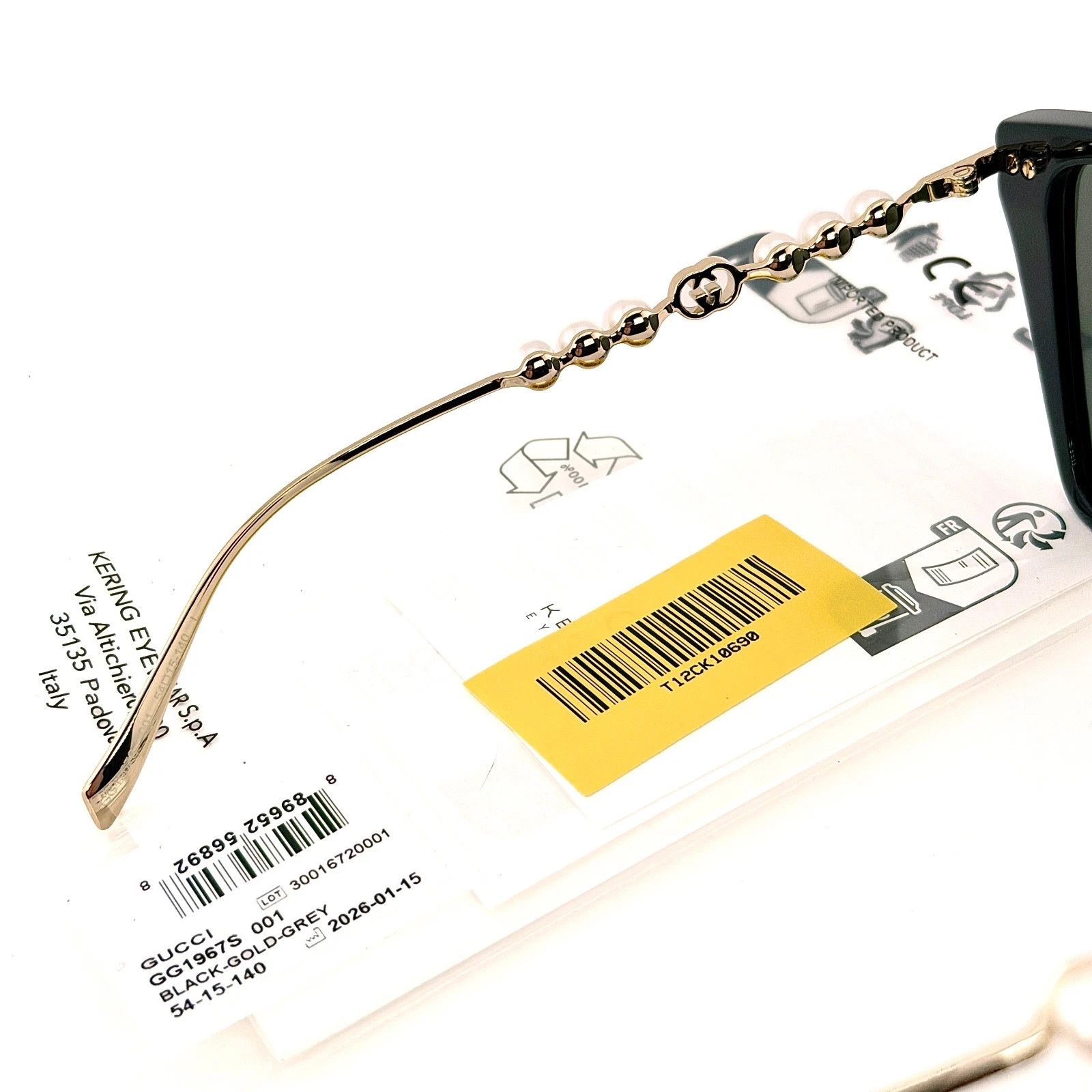 Gucci GUCCI GG1967S Gold Black 1967 GG Pearl Logo Oversized 001 Size ONE SIZE - 6 Thumbnail