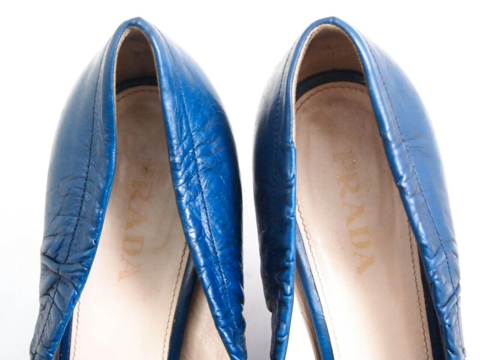 Prada Prada Mid Heel Pumps Blue Leather Womens US 7.5 EU 37.5 Size US 7.5 / IT 37.5 - 5 Thumbnail