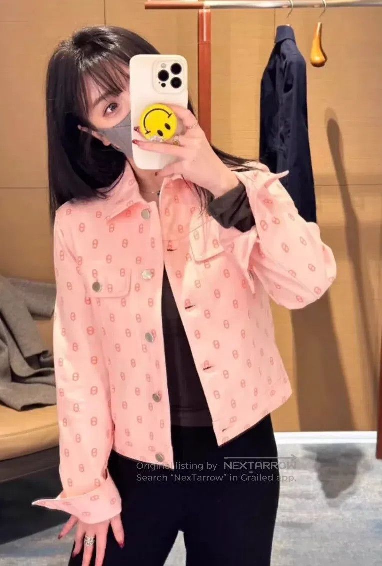 Hermes Hermes Pink Pig Nose Printed Cotton Lapel Single-Breasted Size XS / US 0-2 / IT 36-38 - 9 Thumbnail