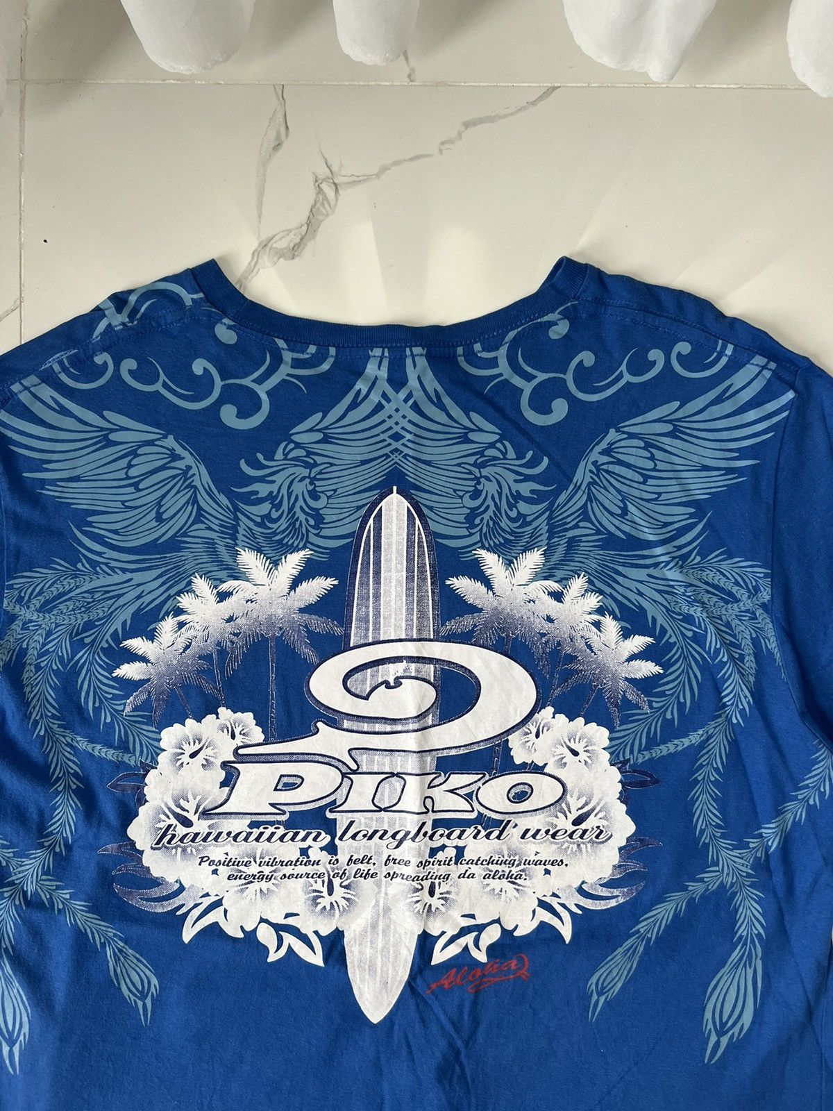 Japanese Brand × Vintage 90's PIKO HAWAIIAN LONGBOARD WEAR BIG LOGO TEE Y2K Size US XL / EU 56 / 4 - 3 Thumbnail