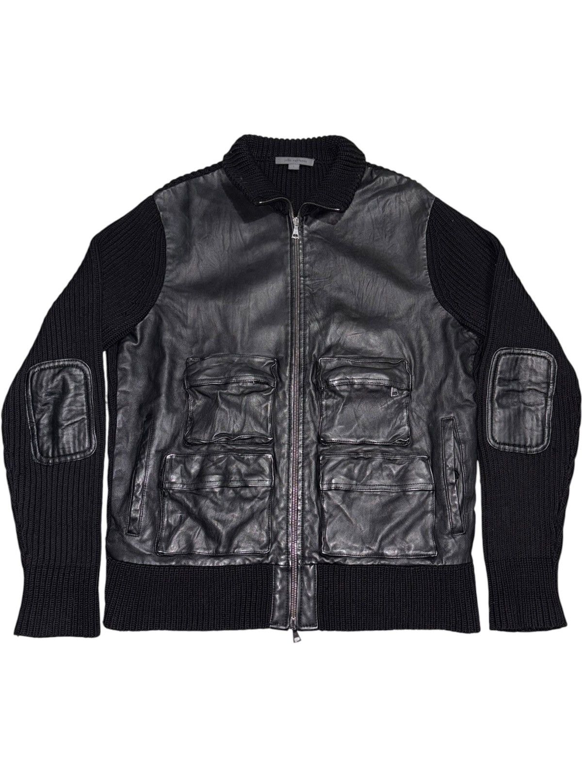 If Six Was Nine Vintage John Varvatos Lamb Leather Wool Bomber Cargo archive Size US L / EU 52-54 / 3 - 2 Thumbnail